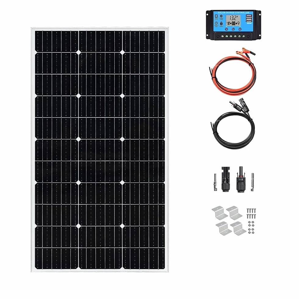 XINPUGUANG Kit pannello solare 12 V 100 W modulo monocristallino regolatore solare 10 A per roulotte, casa, camper, auto, Yacht, carica batteria 12 V