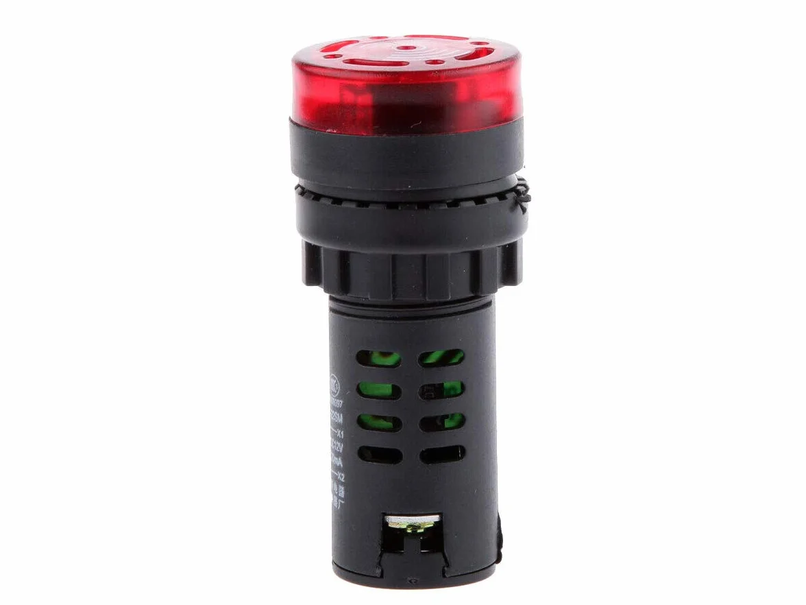 10 Pezzi Indicatore Led Rosso 12V AC/DC Buzzer Allarme Acustico Da Incasso Foro 22mm
