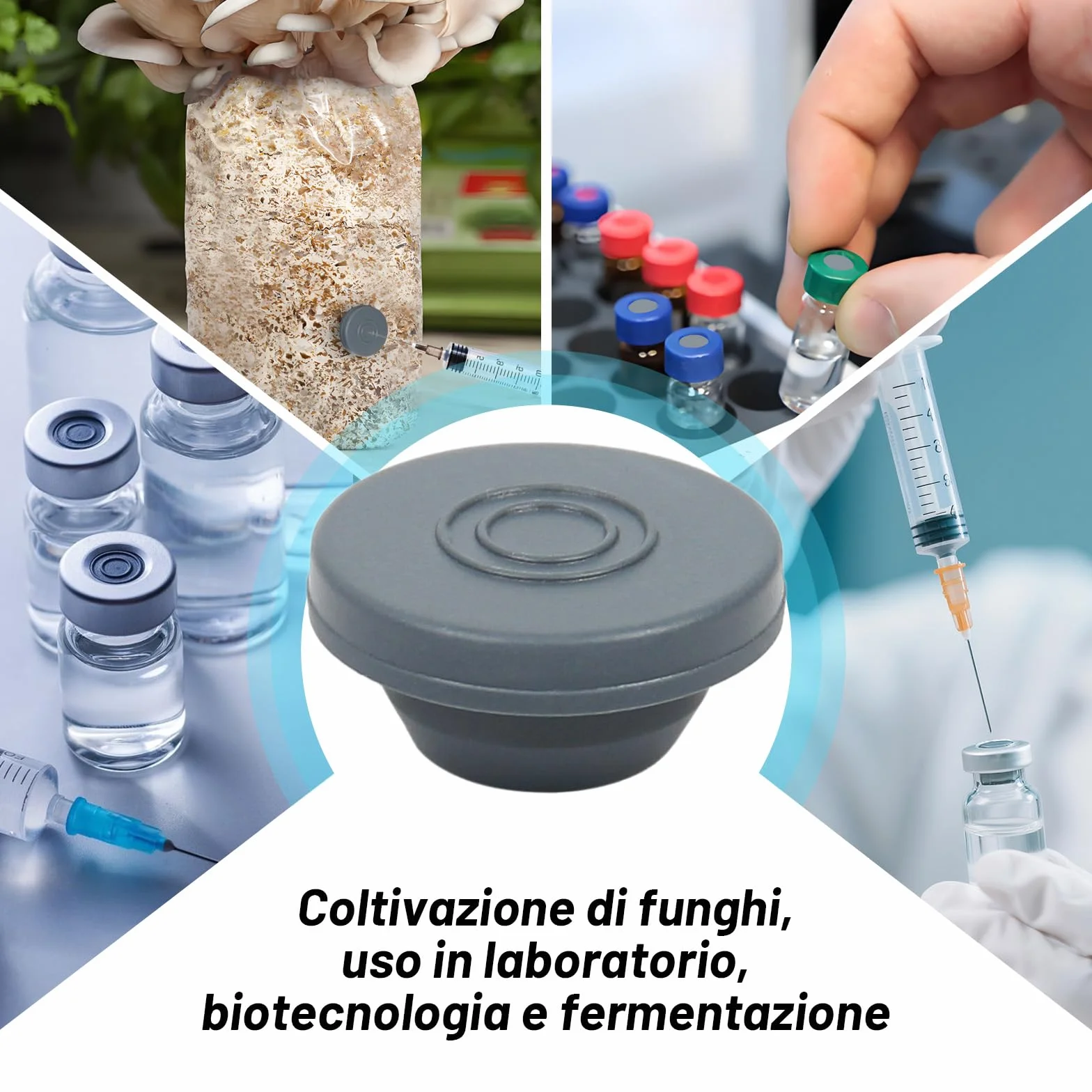Tappi in gomma per fiale 20 mm 100 unità autocicatrizzanti sterilizzabili vapore riutilizzabili