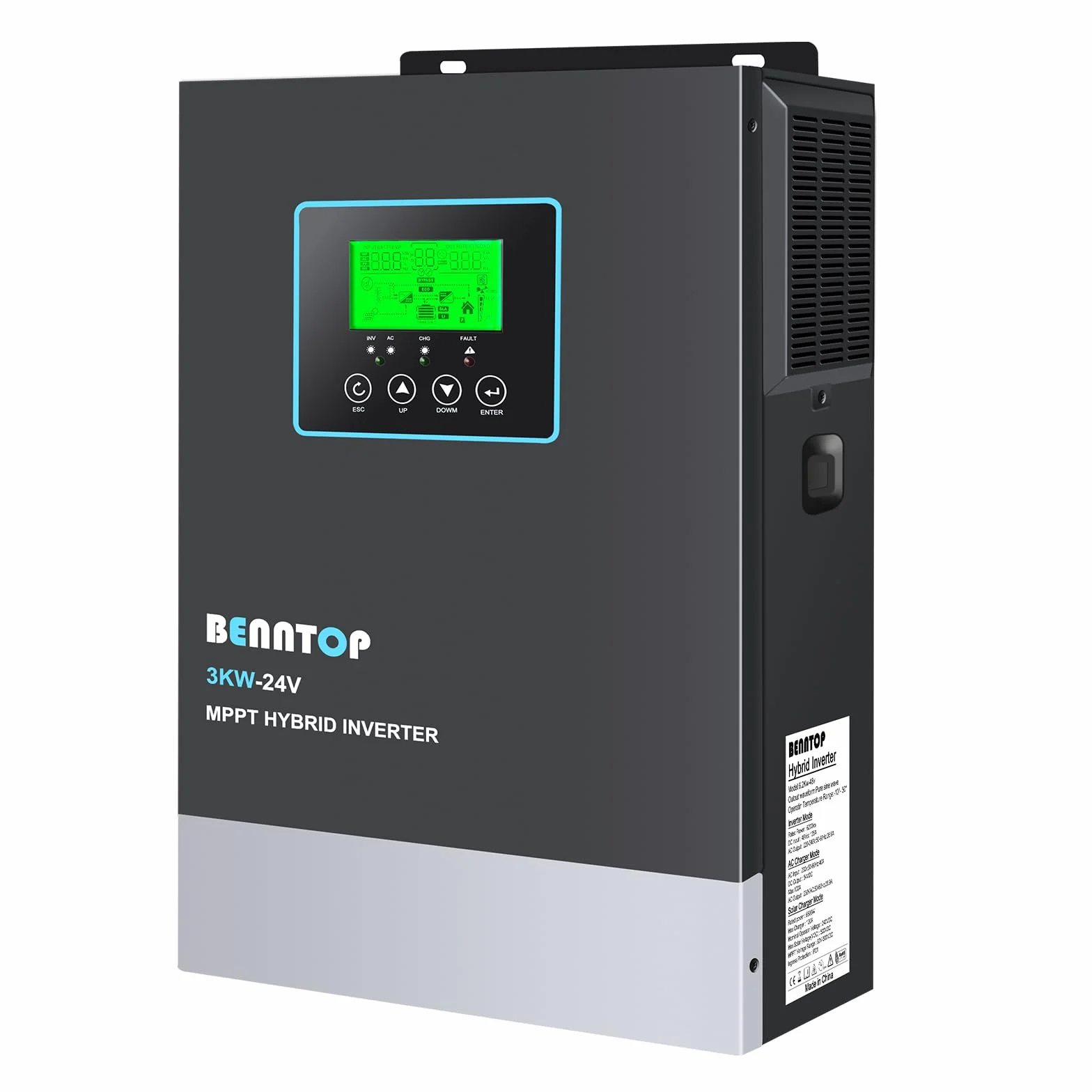 Inverter ibrido da 3000 W, 24 V DC a 230 V AC, pura sinus offgrid, inverter solare con regolatore solare MPPT da 80 A, max. ingresso PV 400 V, per batterie al piombo acido e al litio