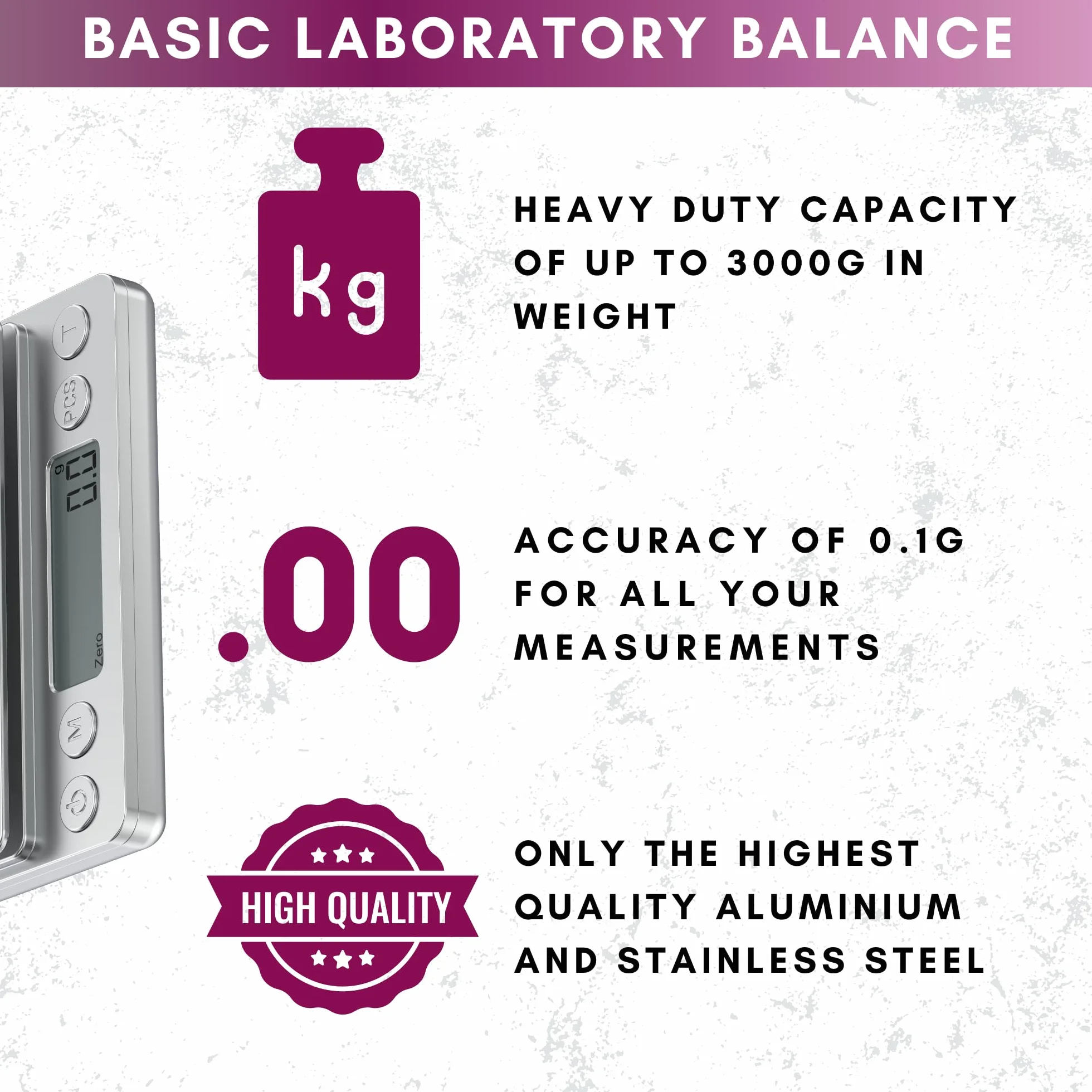 Labsales Academy Basic - Bilancia digitale da laboratorio, mini bilancia analitica da laboratorio, per laboratori e gioiellieri, utilizzata per polveri, oro, gioielli e campioni, 500 g - 3000 g, 0,01