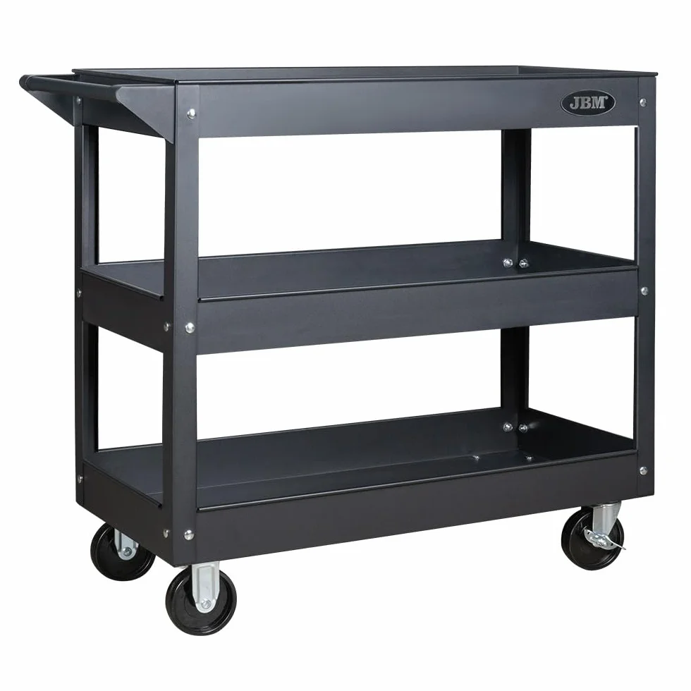 Carrello Porta Attrezzi da Officina 3 Ripiani in Acciaio SPCC, Portautensili Professionale con 4 Ruote, Capacità 100 kg, per Meccanici, Carrozzerie e Gommisti