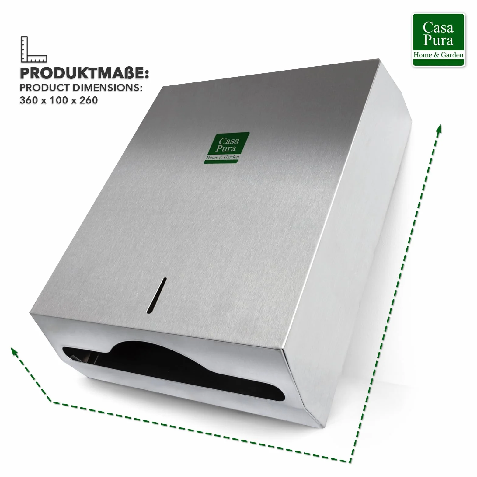 Dispenser di carta in acciaio inox chiudibile per 350-550 asciugamani con chiavi e materiale di montaggio