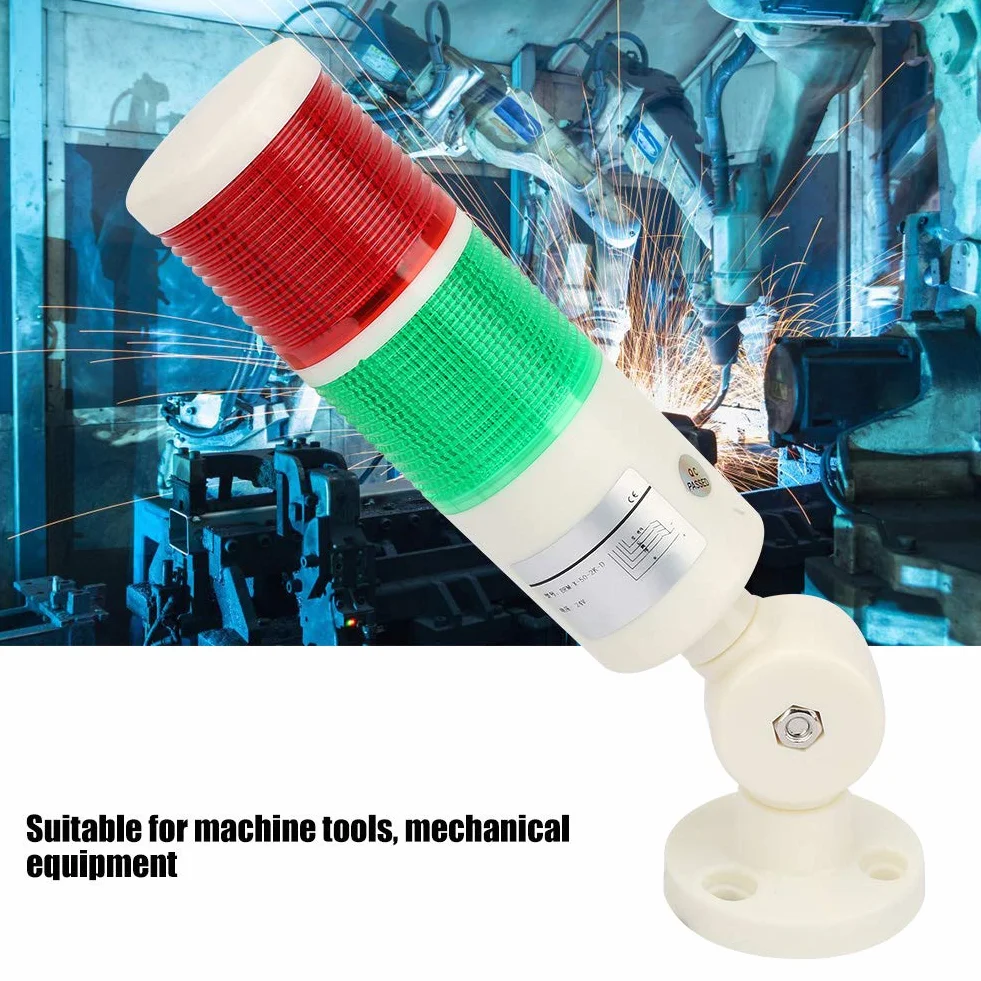 Segnale luminoso di avvertimento Segnale di allarme Luce 24V Rosso Verde Lampada Indicatore luminoso d'avvertimento della torre con segnale acustico e cicalino