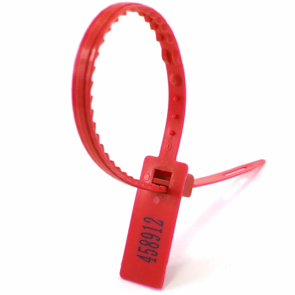 Sigilli di sicurezza in plastica anti-manomissione autobloccanti per spedizione, etichette di sicurezza numerate con forti denti a doppia linea (1000 x rosso)