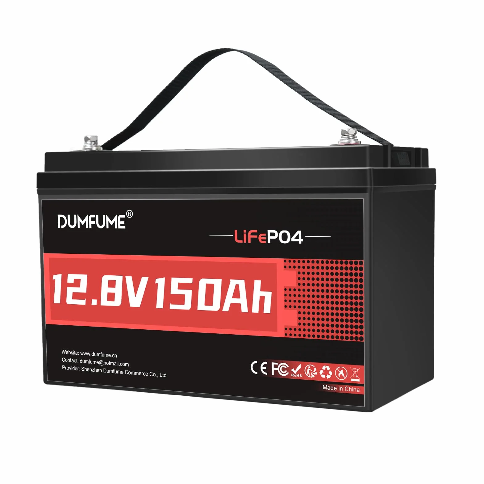Batteria al Litio LiFePO4 12V 150Ah (1,92 kWh) Per Camper, Impianti Solari, Campeggio, Fotovoltaico, Alimentazione di Emergenza, 6000+ Cicli, Protezione BMS Integrata