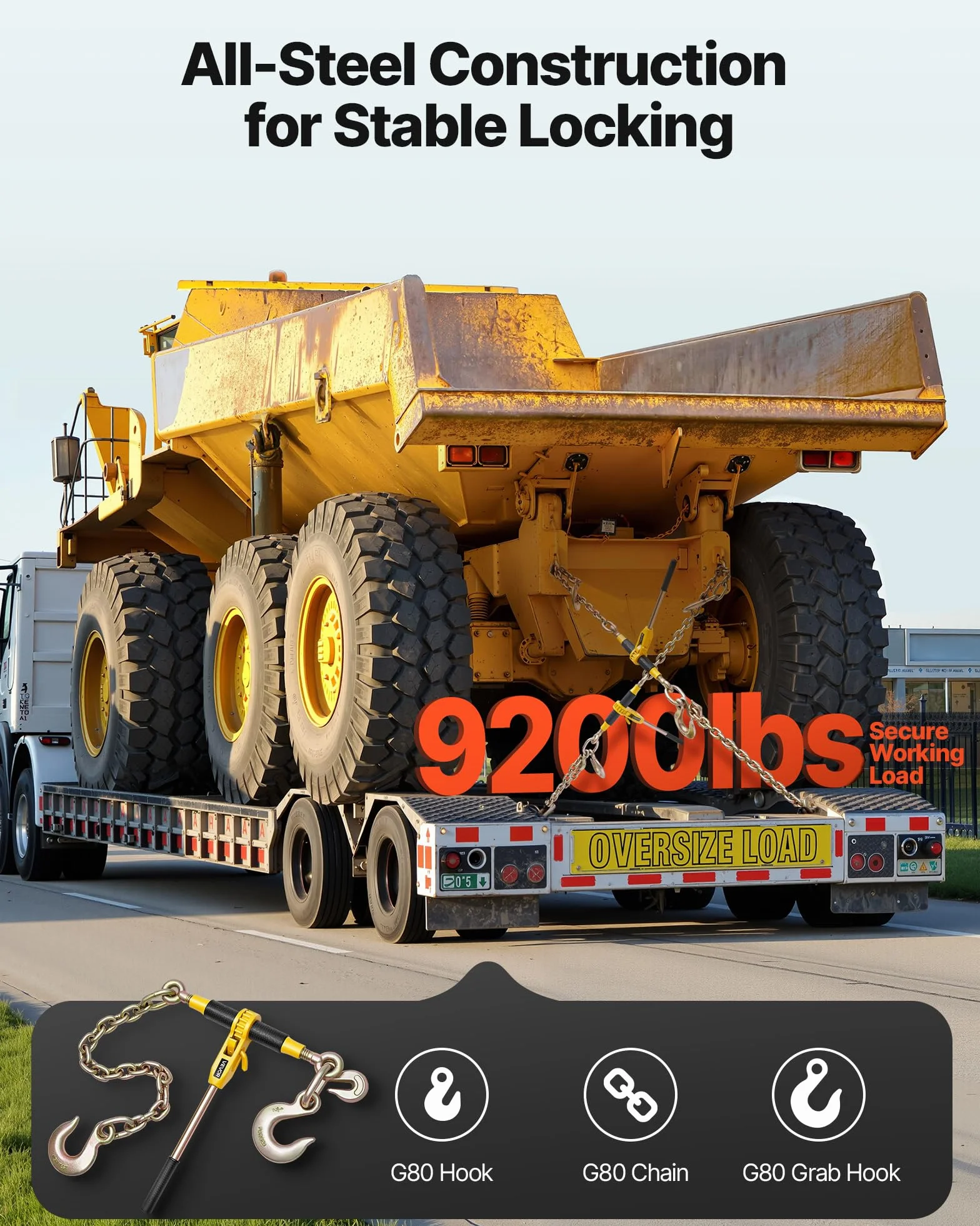 VEVOR Legatore a Cricchetto, Carico di 4173 kg, Legatori a Catena Compatibili con Catene da ca. 9,52 a 12,7 mm, Legatore a Cricchetto per Carichi Pesanti con Maniglie per Camion, Ancoraggio