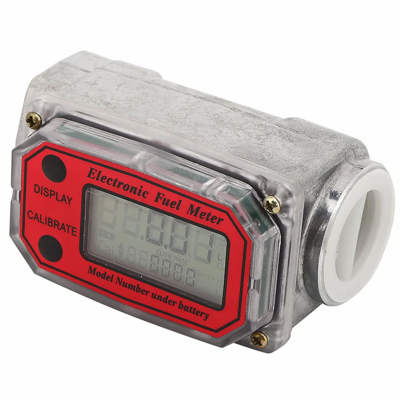 Contalitri Gasolio Misuratore di Portata Elettronico Turbina Digitale 10-200L 1" NPT Rosso LLW-25