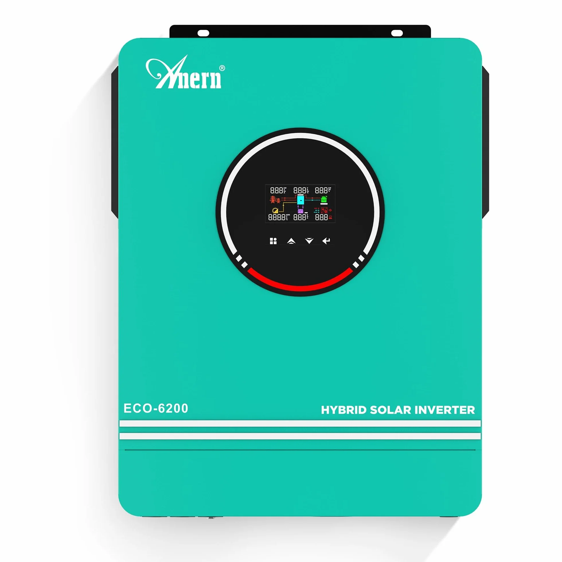 Anern Inverter solare ibrido 6200W Mit WIFI 48VDC a 220 V/230 VAC con regolatore solare 120A, ingresso PV max.500 V, funzionamento con batterie al piombo da 48V e al litio