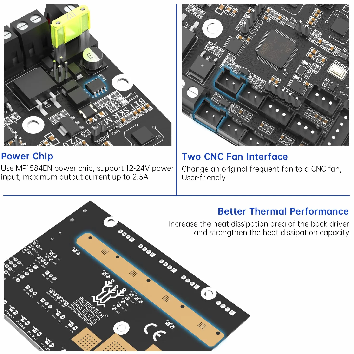 BIGTREETECH SKR Mini E3 V2.0 Scheda di controllo Aggiornamento stampante 3D Scheda madre silenziosa a 32 bit integrata con driver UART TMC2209 compatibile con