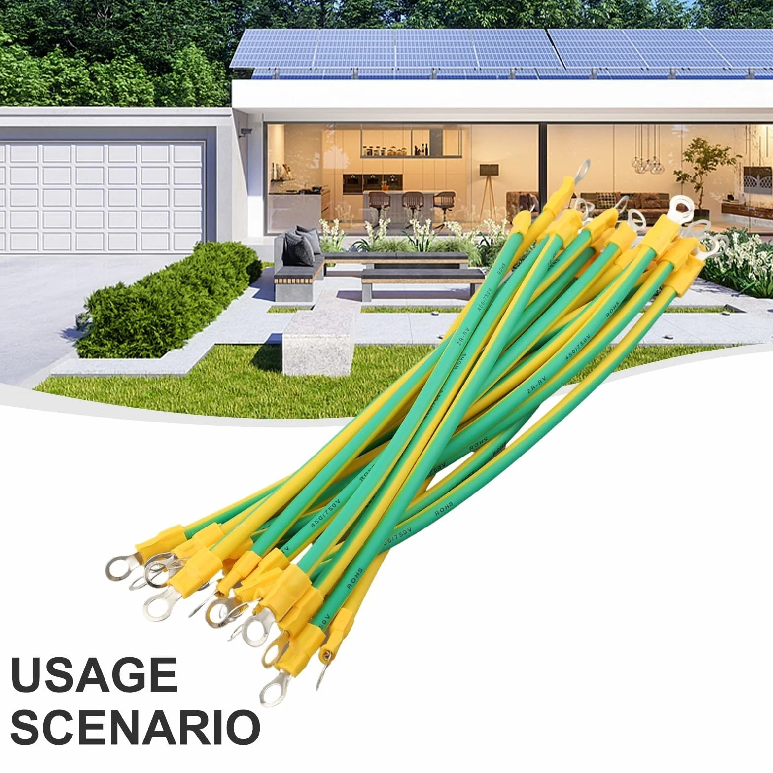 Cavo di terra BVR per fotovoltaico solare 6 mm2 20 cm 10-14 AWG giallo verde