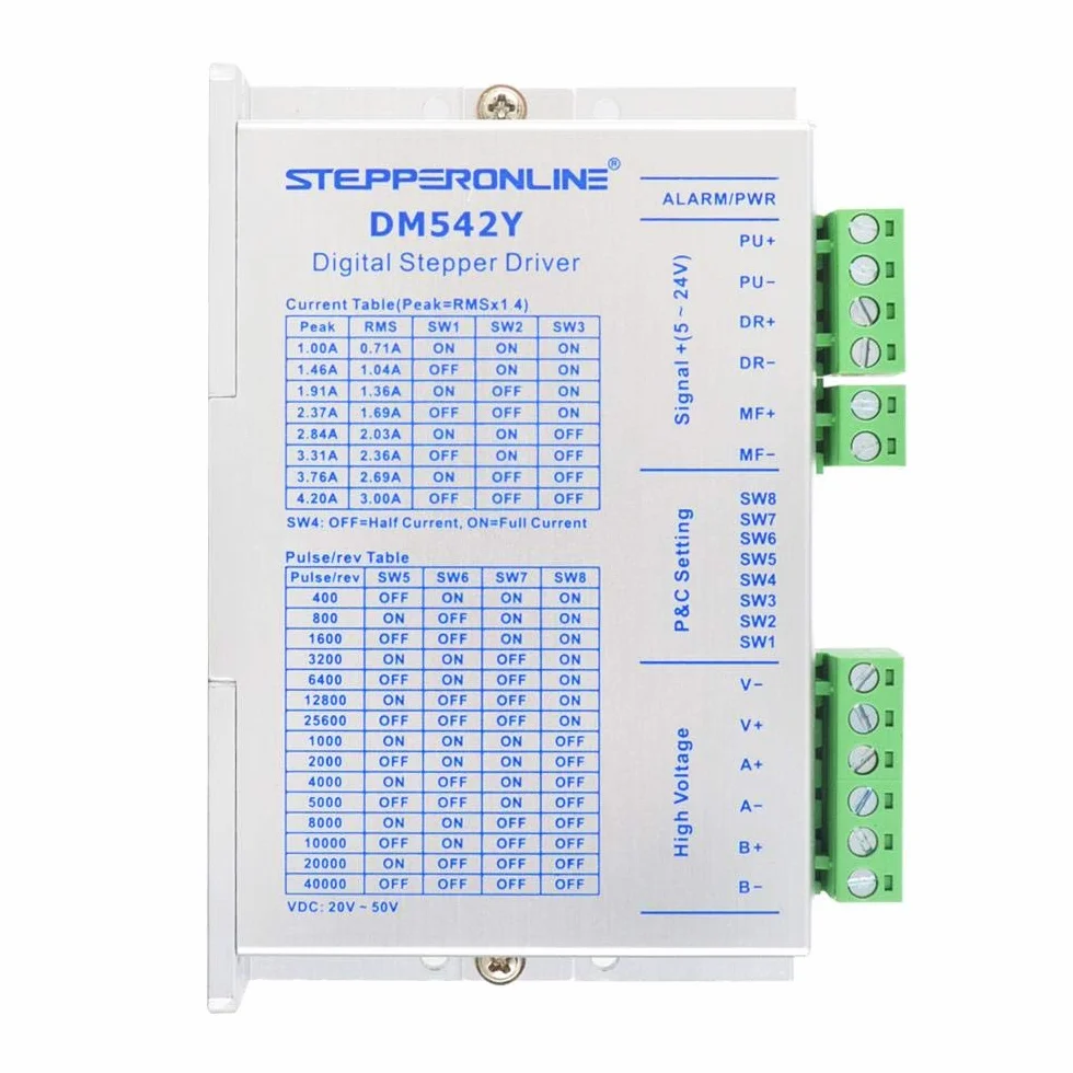 STEPPERONLINE Driver del motore passo-passo DM542Y CNC Controller Microstep Risoluzione 20-50VDC Ingresso 1.0-4.2A per Nema 17 e 23 Stepping Motor