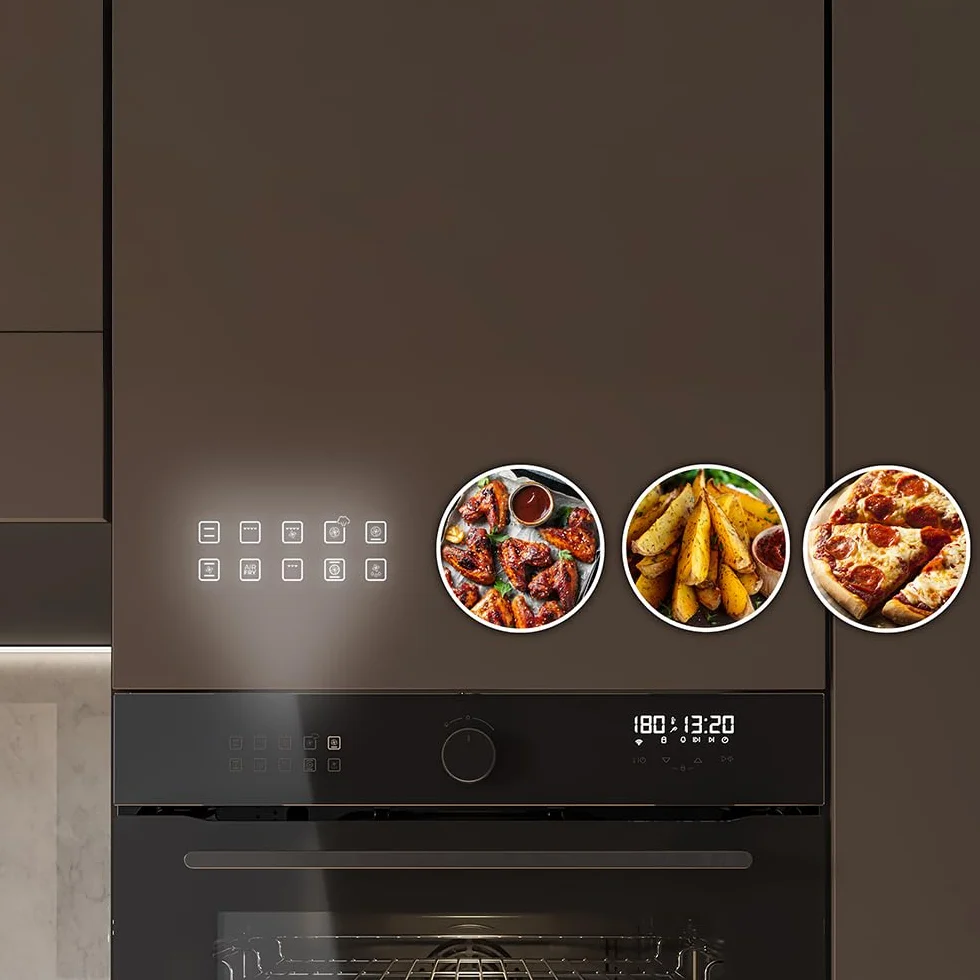 Cecotec Forno da ncasso Multifunzione 53L - Friggitrice ad Aria - Bolero Hexa AF314500 Glass Black A. 2900W, 11 Funzioni, Airfryer Master, Pizza Master, Basso Consumo, Facile Pulizia