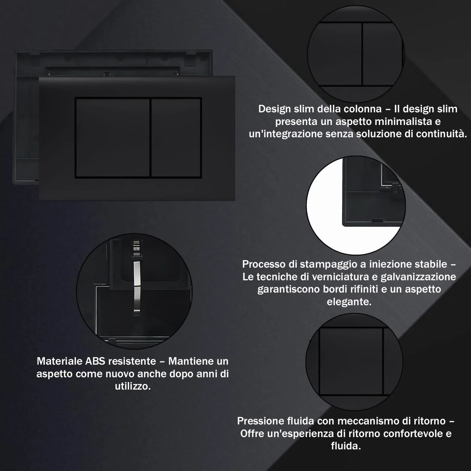 Placca di Comando WC Compatibile con Geberit Sigma Gamma UP300 UP320 246x164 mm Nero Opaco