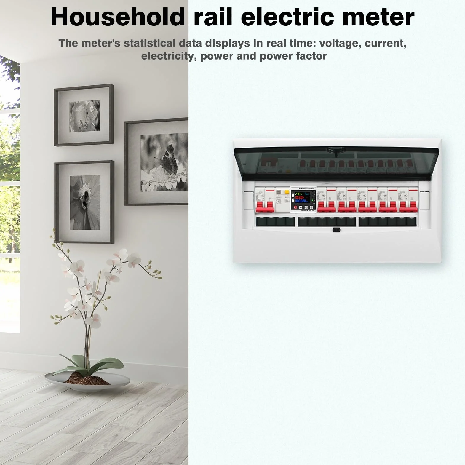 DEWIN Contatore Energia Elettrica WiFi,63A 220V Protettore di Sovratensione e Sottotensione Misuratore Energia Elettrica WiFi Scaricatore di Sovratensione 220V