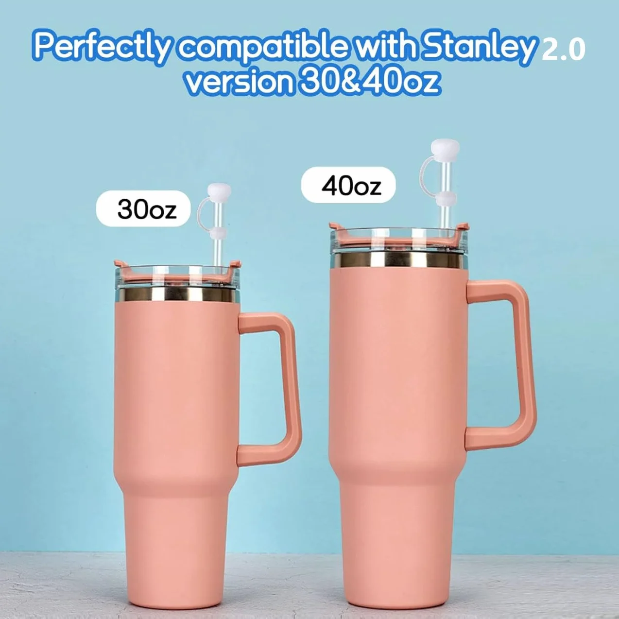 StanleyCups Silicone Tappo Fuoriuscita 6 Tappi a Prova di Fuoriuscite 40oz/30oz Riutilizzabili Trasparenti