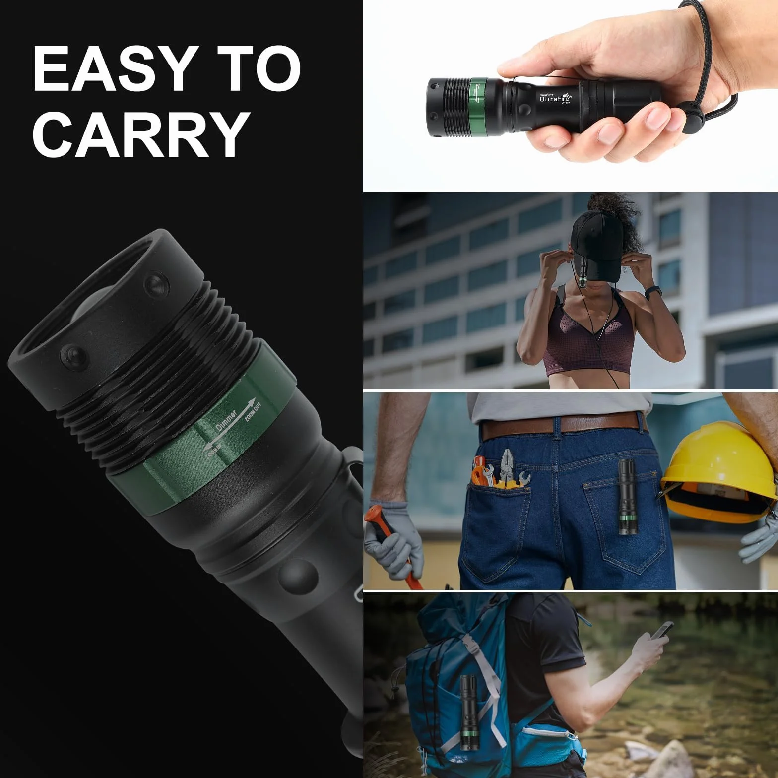 ULTRAFIRE Confezione da 2 torce a LED da 11 pollici, 3 modalità, torcia tattica, 250 lumen, asta di sicurezza per il controllo del traffico, aeroporto, guida auto, UF-303