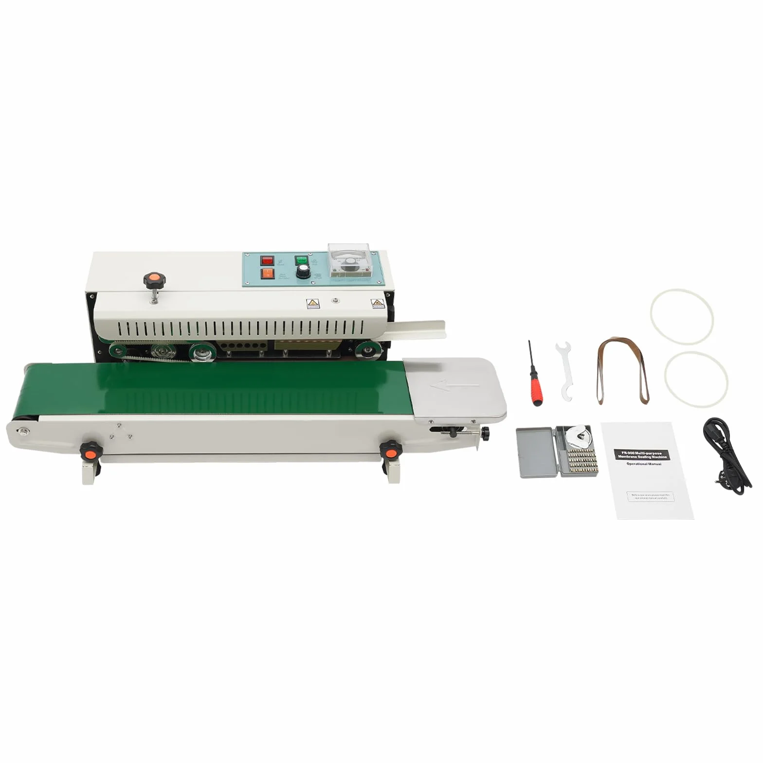 Sigillatrice automatica, FR-900, sigillatrice continua 0-300 ℃, per sacchetti di alluminio spessi 0,02-0,8 mm, sacchetti di plastica, sacchetti di carta kraft