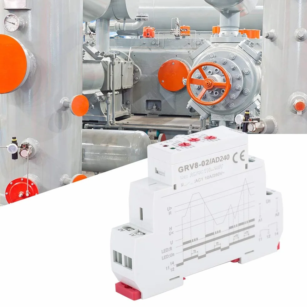 Relè di monitoraggio tensione, GRV8-02 Relè di controllo tensione monofase per apparecchiature elettriche o compressori, controllo(GRV8-02/AD240)