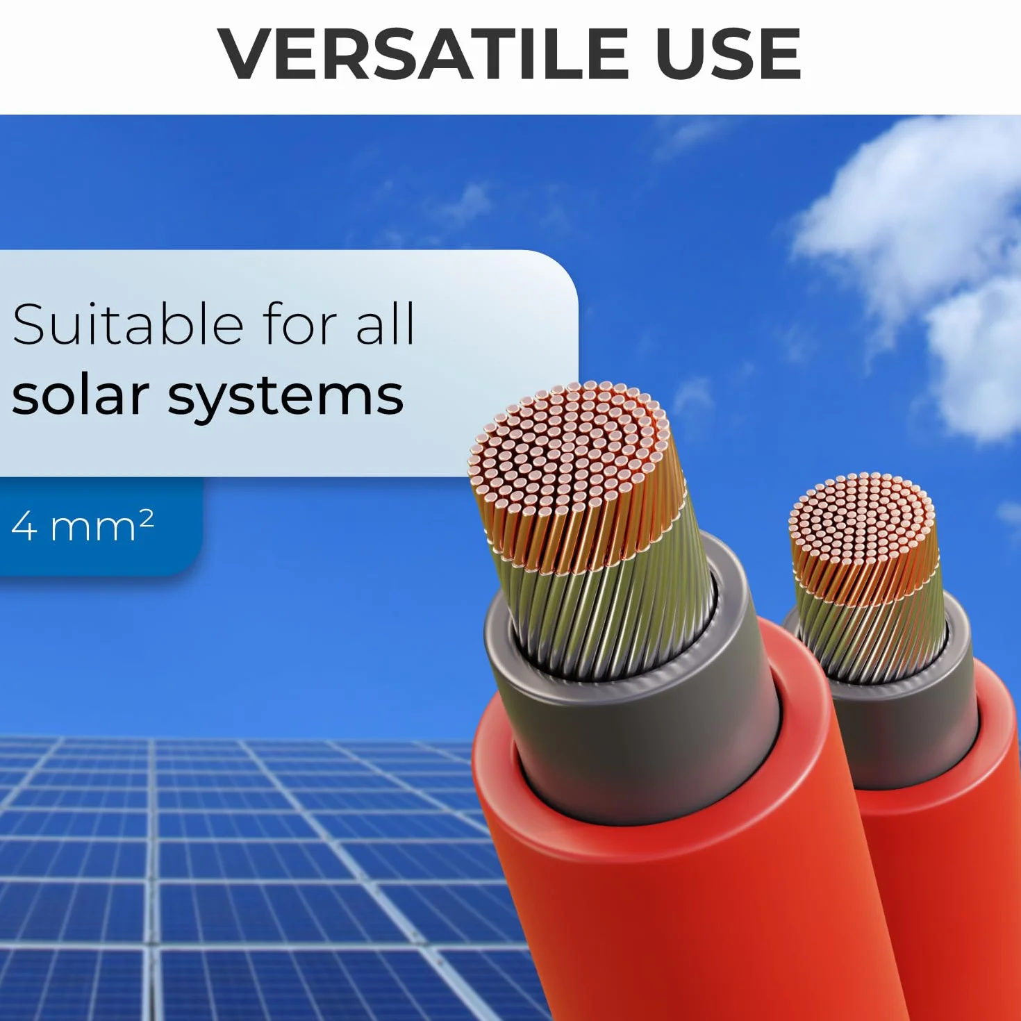 deleyCON 50m Cavo Solare 4mm² Fotovoltaico Resistente UV 1kV AC 1,5kV DC Rosso