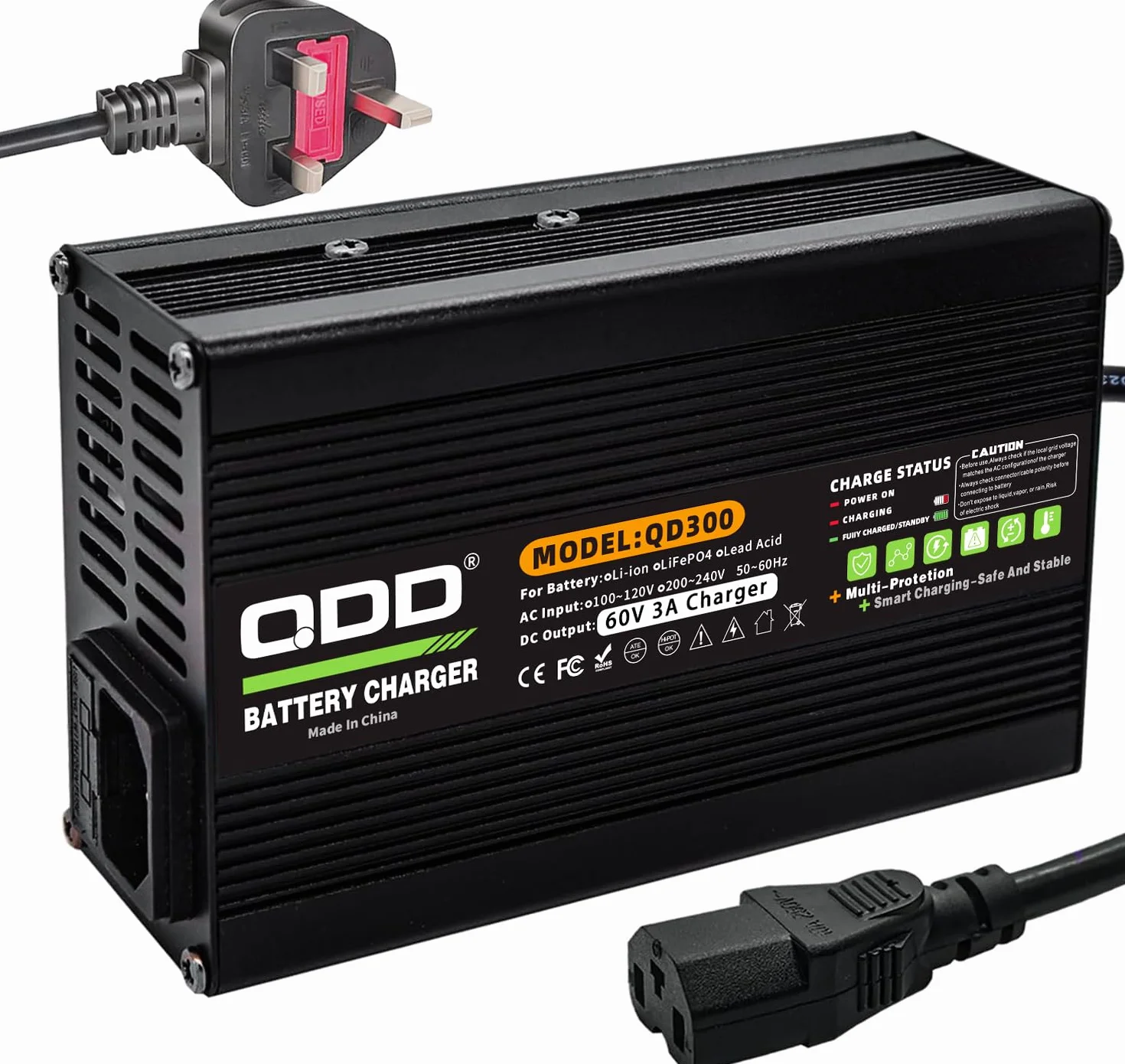Spina C13 dell'uscita del caricatore della batteria di 60V 3A utilizzata per il caricatore astuto del pacchetto della batteria al piombo 60V 69V