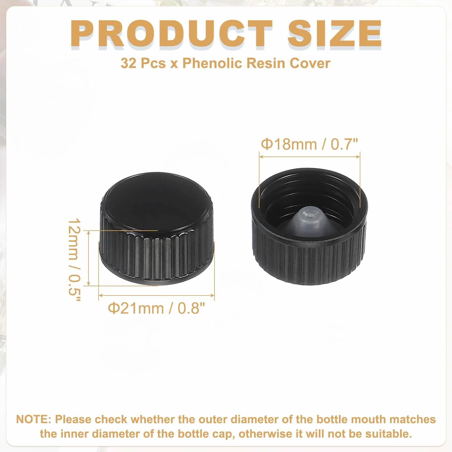 QUARKZMAN 32 Pezzi Copertura In Resina Fenolica 18mm Tappi A Vite Di Plastica Per Bottiglie Nero