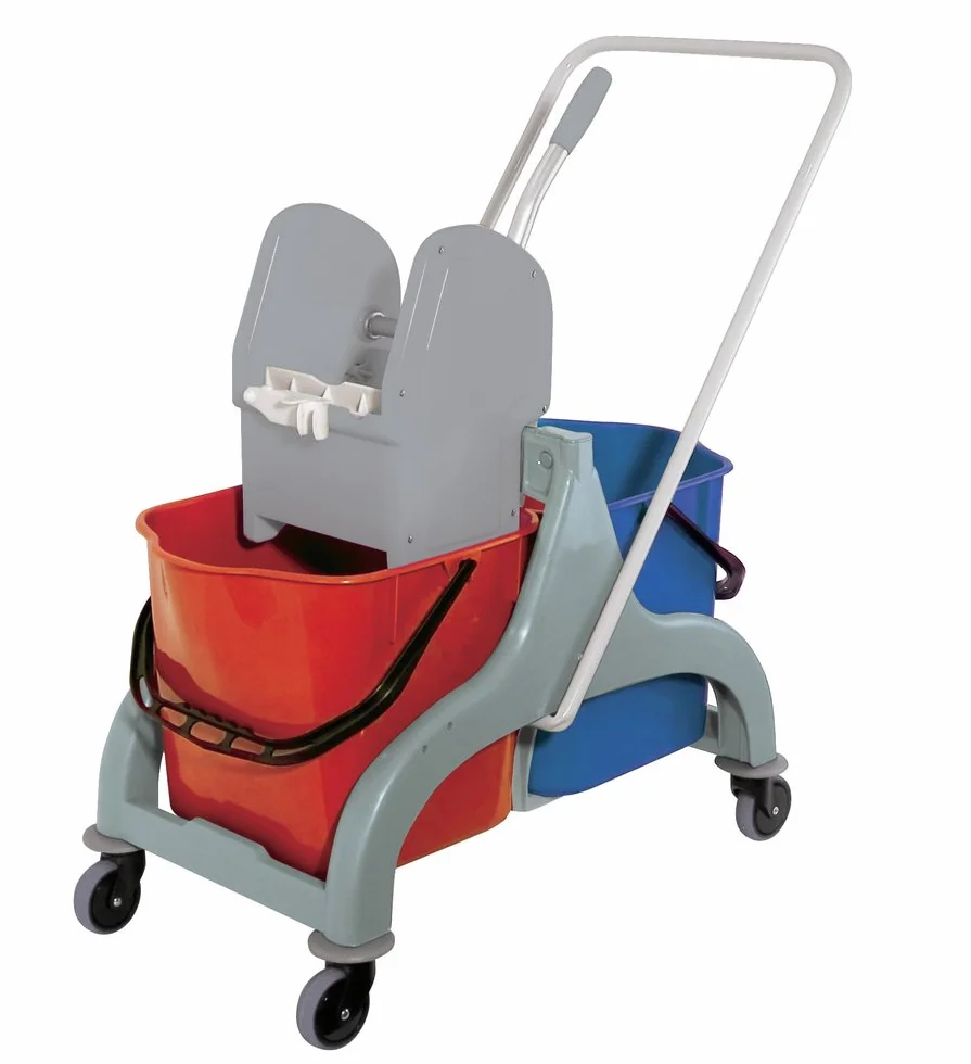 La Briantina Carrello per pulizie professionali 34 litri 2 secchi e strizzatore, Multicolore