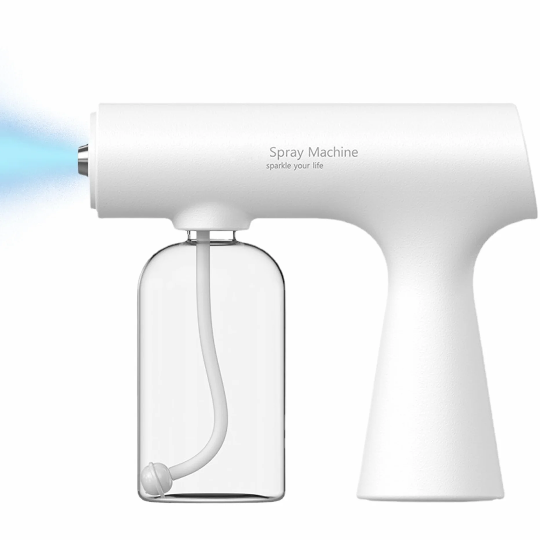 Spruzzatore per atomizzatore con luce blu, nechger da 350 ml di disinfezione da 350 ml, macchina da fogger regolabile a 2 modalità, spruzzatore elettrostatico ricaricabile per cucina, bagno, nego