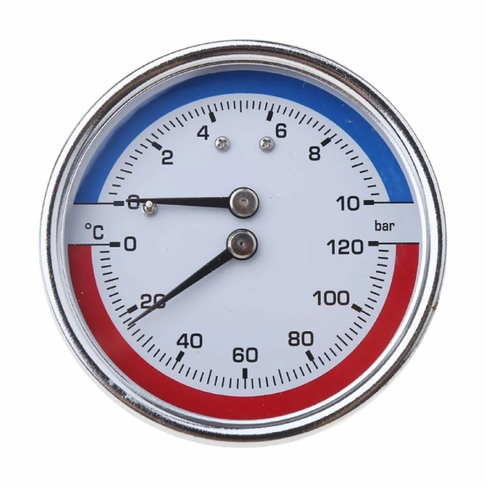 10 Cm Diametro 0-10 Bar 0-120 ? Per Riscaldamento A Termomanometro Caldaia 1/8 Npt- Gonfiatore-