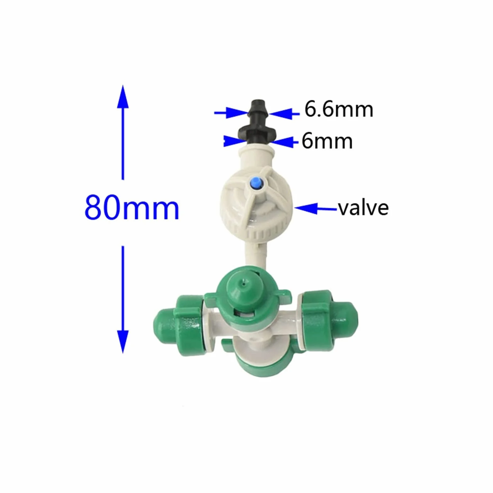 Xiaochen Raccordi per Tubi annaffiatori sprinklers Ugello di atomizzazione sospeso, ugello atomizzante antidocchiato Croce con connettore spinato, ugello di atomizzazione for irrigazione Serra 50 Set