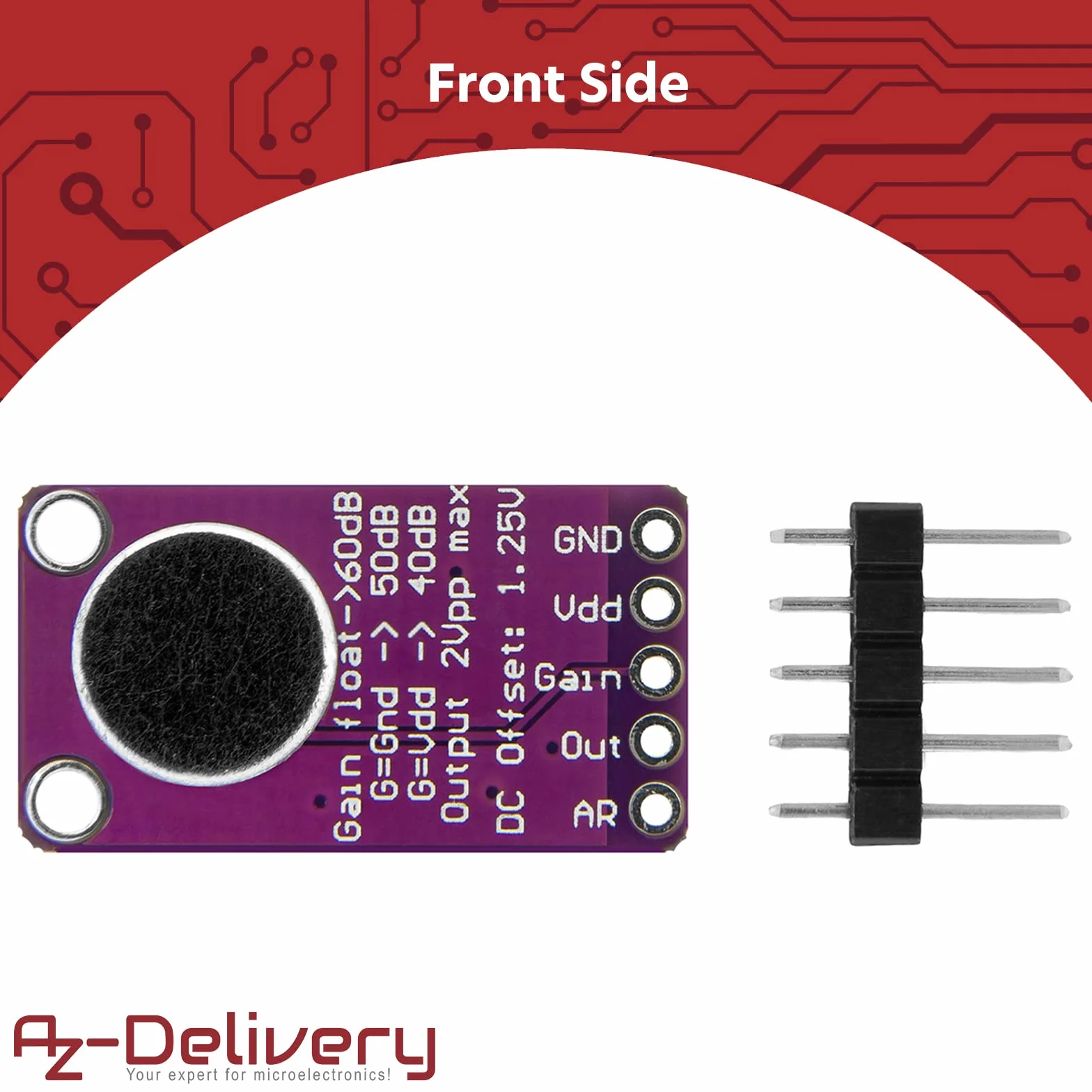 AZDelivery Max9814 Modulo Amplificatore Microfono AGC compatibile con Arduino incluso un E-Book!