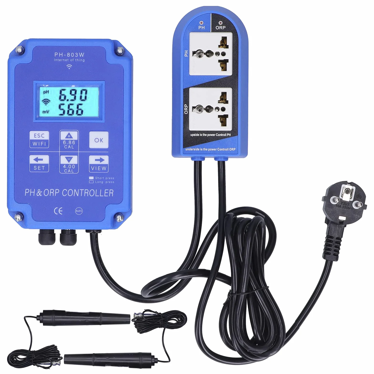 PH-803W Controllore Redox Redox Misuratore Multiparametrico per Test Dell'acqua per il Monitoraggio e il Controllo della Qualità Dell'acqua a Lungo Termine(EU Plug 250V)