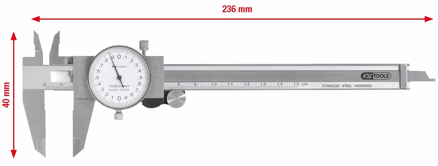 KS Tools 300.0547 Calibro a Corsoio a Quadrante, Precisione +/-02