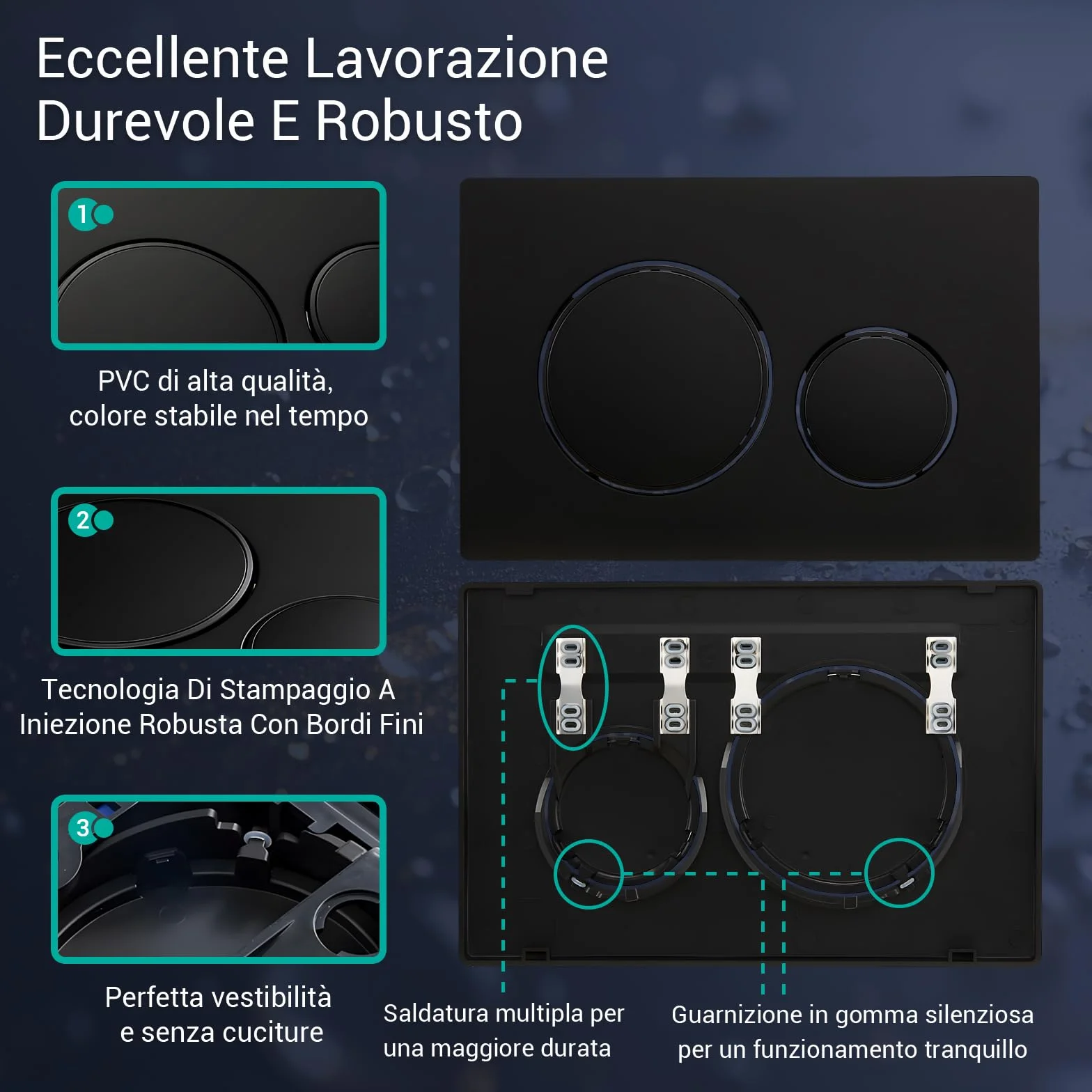 Empyreal Piastra di Ricambio per Pannello Frontale Cassetta WC, Set Aste Scarico e Telaio Fissaggio, Per Geberit Sigma 20 Serie 115.882, Doppio Scarico, Nero