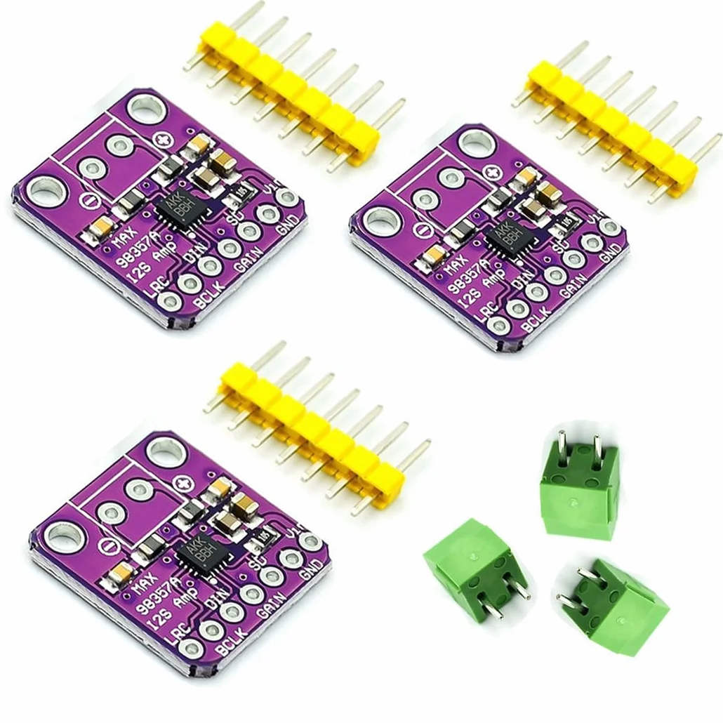 Hailege 3pcs MAX98357 Classe D Scheda amplificatore audio I2S 3W DAC Decoder Breakout Modulo Filterless Audio AMP Scheda