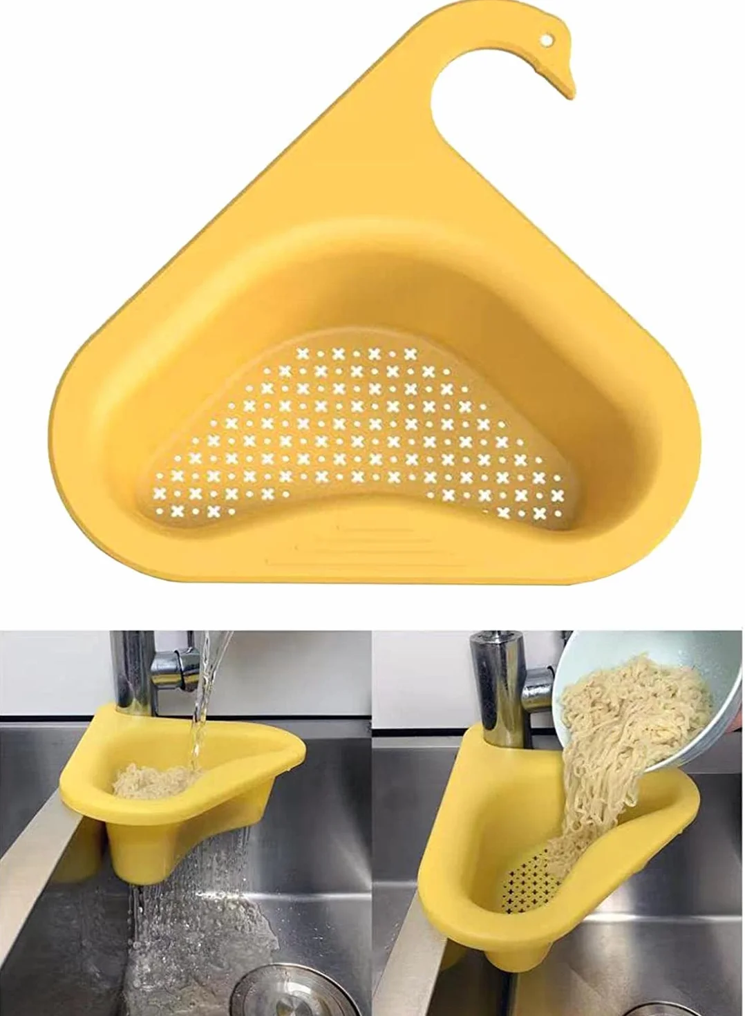 3 Pezzi Cestino Scolapiatti da Lavello Portaoggetti per Lavandino Cestello Filtri per Lavello Cigno Cestello di Scarico da Cucinaper Riporre Frutta,Verdura,Spazzatura,Avanzi Multifunzione