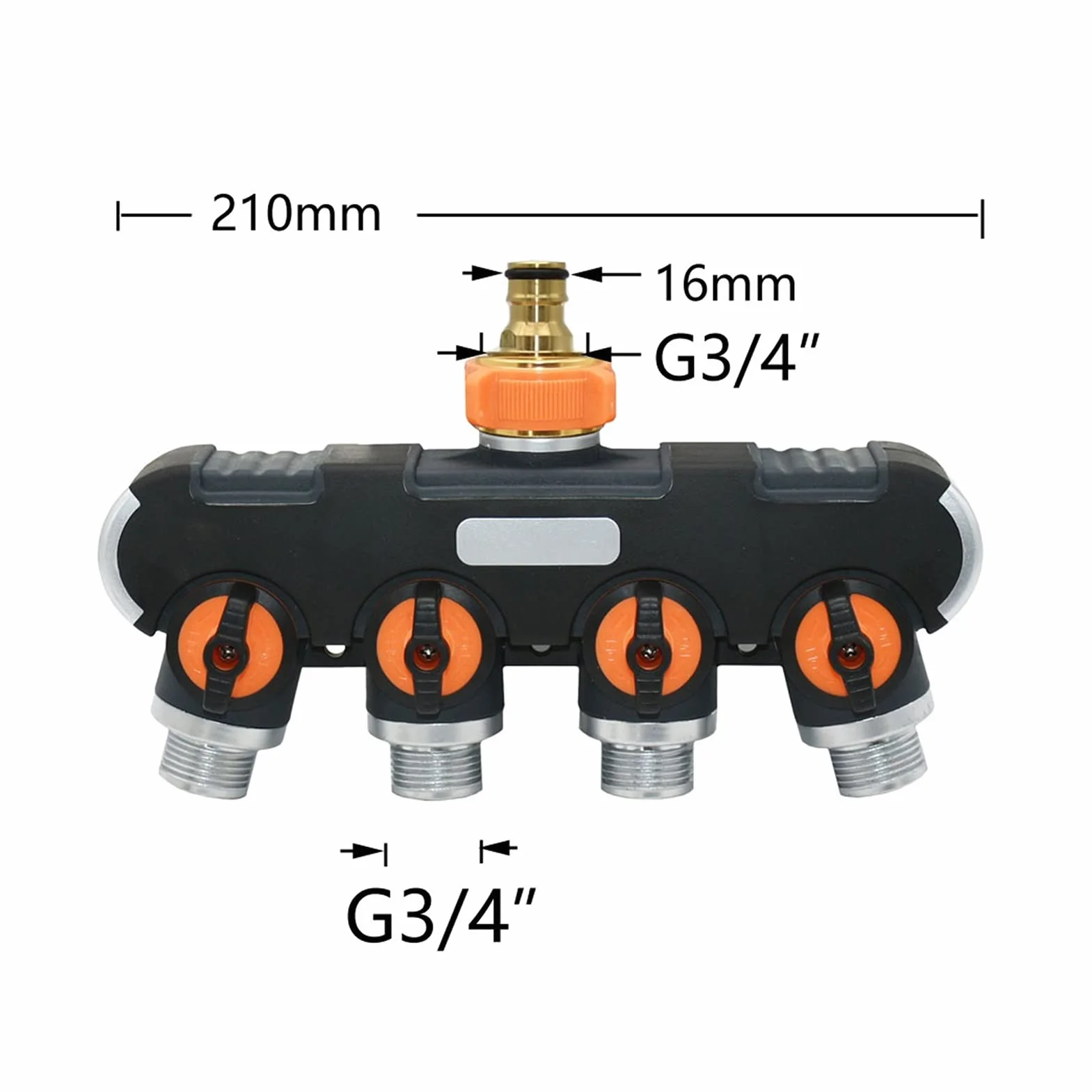 Connettori per tubo di irrigazione a goccia, 2/4 vie, rubinetto da giardino femmina, 1/2 pollice, 3/4 a 3/4 di pollice, valvola di irrigazione, deviatore per tubo, connettore rapido, 1 set (arancion