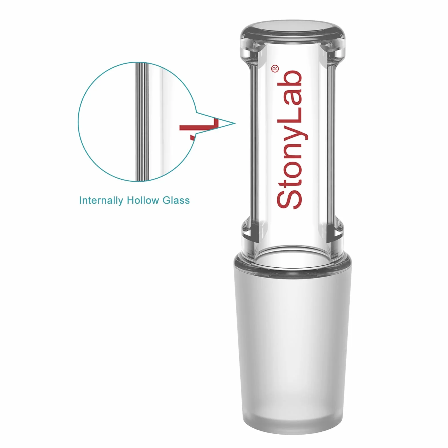 Tappo in Vetro Borosilicato, Tappo Dritto Cavo con Fondo Chiuso (1 Pezzo), Giunto 14/20, per Recipienti di Reazione da Laboratorio