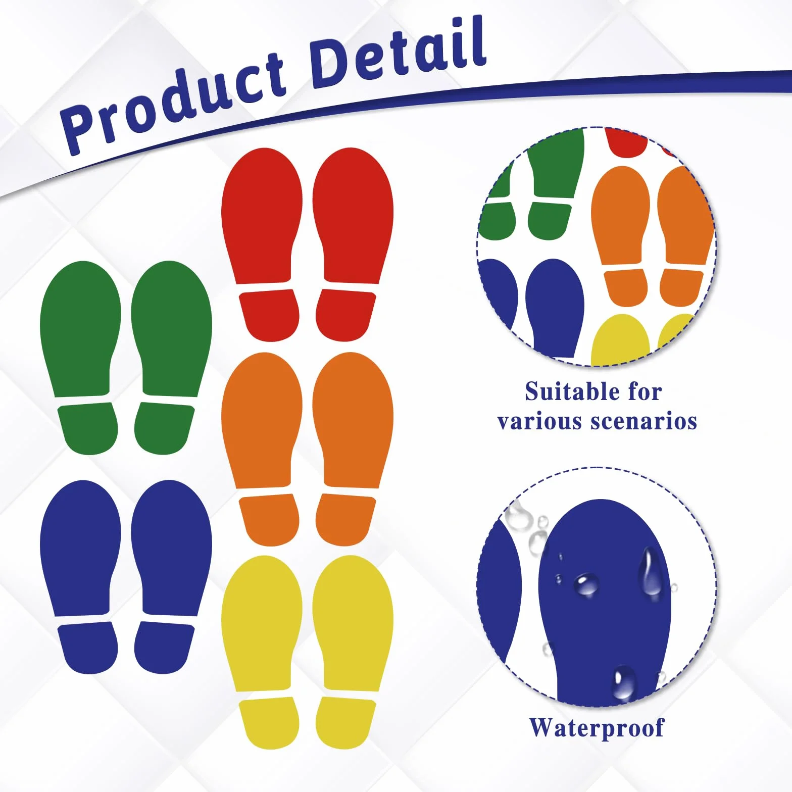 Vin Beauty 36 Multicolore Moderni Adesivi per Pavimenti Impronte Decalcomanie per Pavimenti e Pareti, 18 Paia di Impronte di 36 Stampe Colorate