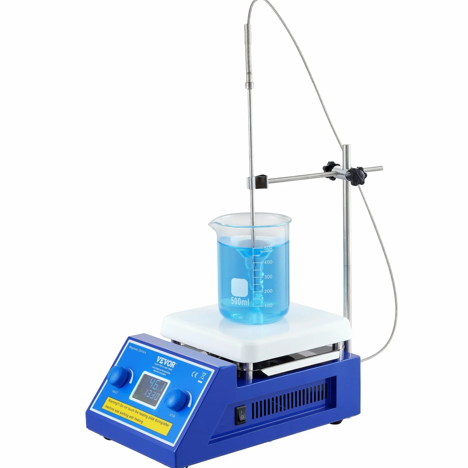 VEVOR Piastra Riscaldante con Agitatore Magnetico, Max 300°C/572°F, 0-2000 RPM con Agitatore Magnetico, Agitatore Riscaldante da 5000 ml con Schermo LED, Potenza di Riscaldamento 500 W