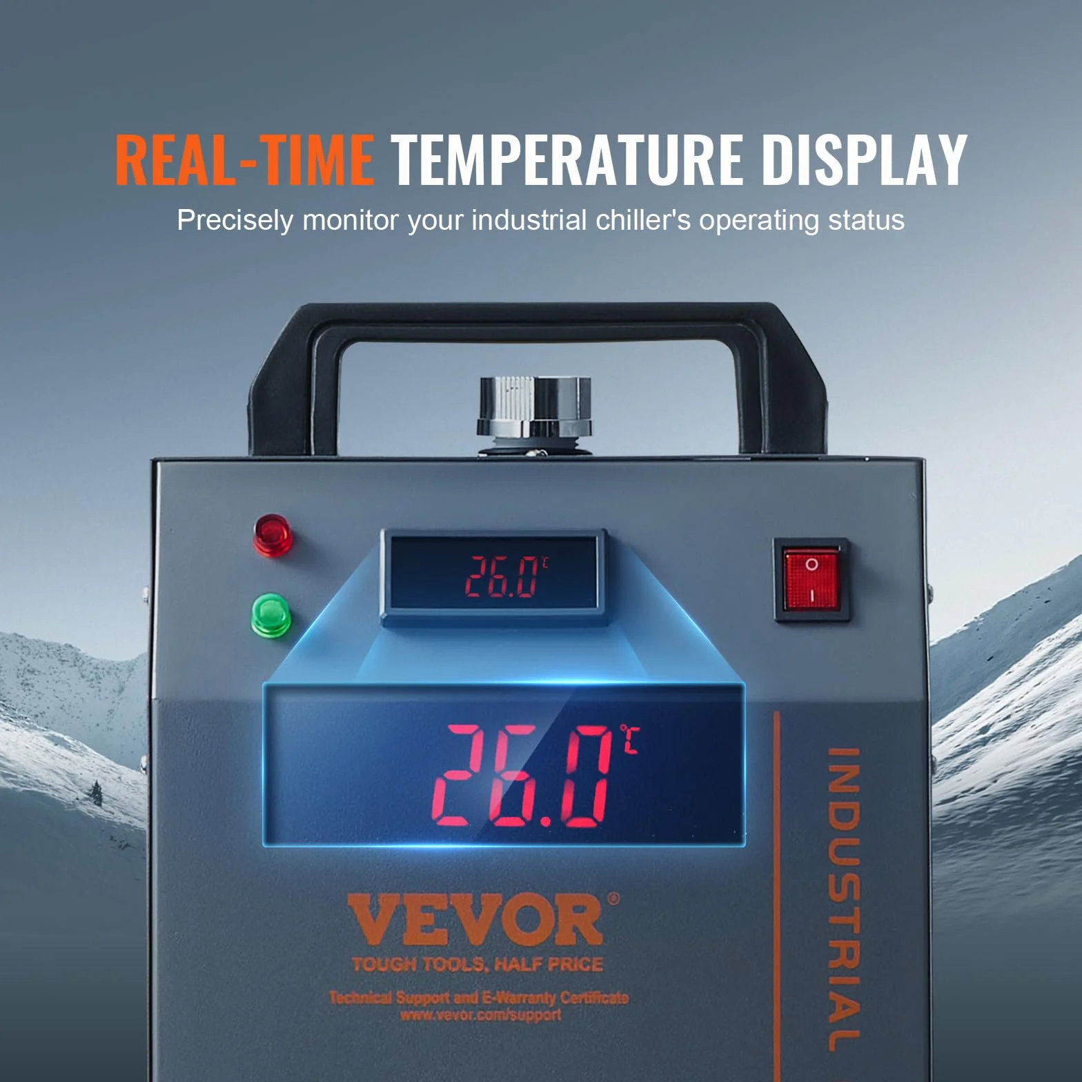 VEVOR Refrigeratore d'acqua industriale, CW-3000, sistema di raffreddamento aria acqua 80 W, capacità serbatoio dell'acqua di 12 litri, flusso massimo 12 l/min per macchina incisione laser