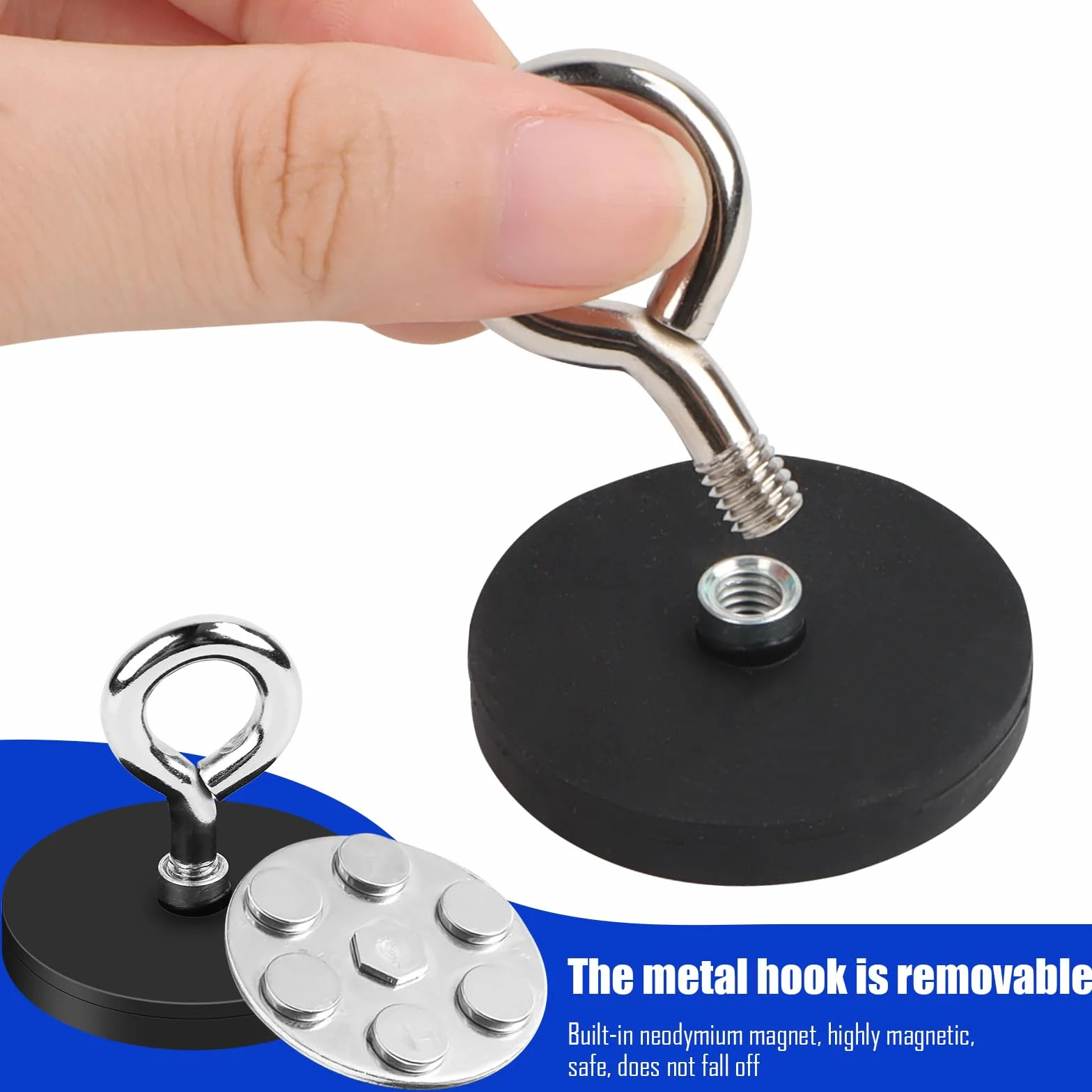 Magneti a vite al neodimio M6 gommati 43 mm filettatura extra forte MTS Magnete