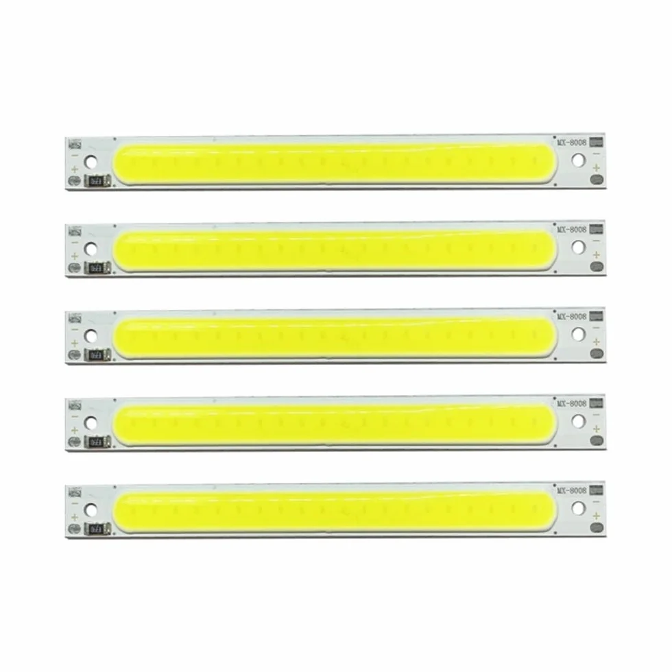 LED COB Light Platine, 5 pezzi DC 5 V 3 W Long Strip LED Chip Light Board Luce Bianca 600 mA 400 lm 6500 K per USB Touch Dimmer