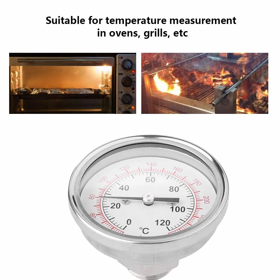 Vbestlife acqua calda tubo termometro 0-120 C 63 mm Temperatura di alluminio impermeabile quadrante orizzontale per la lettura della temperatura del serbatoio acqua calda tubo, tubo d' aria