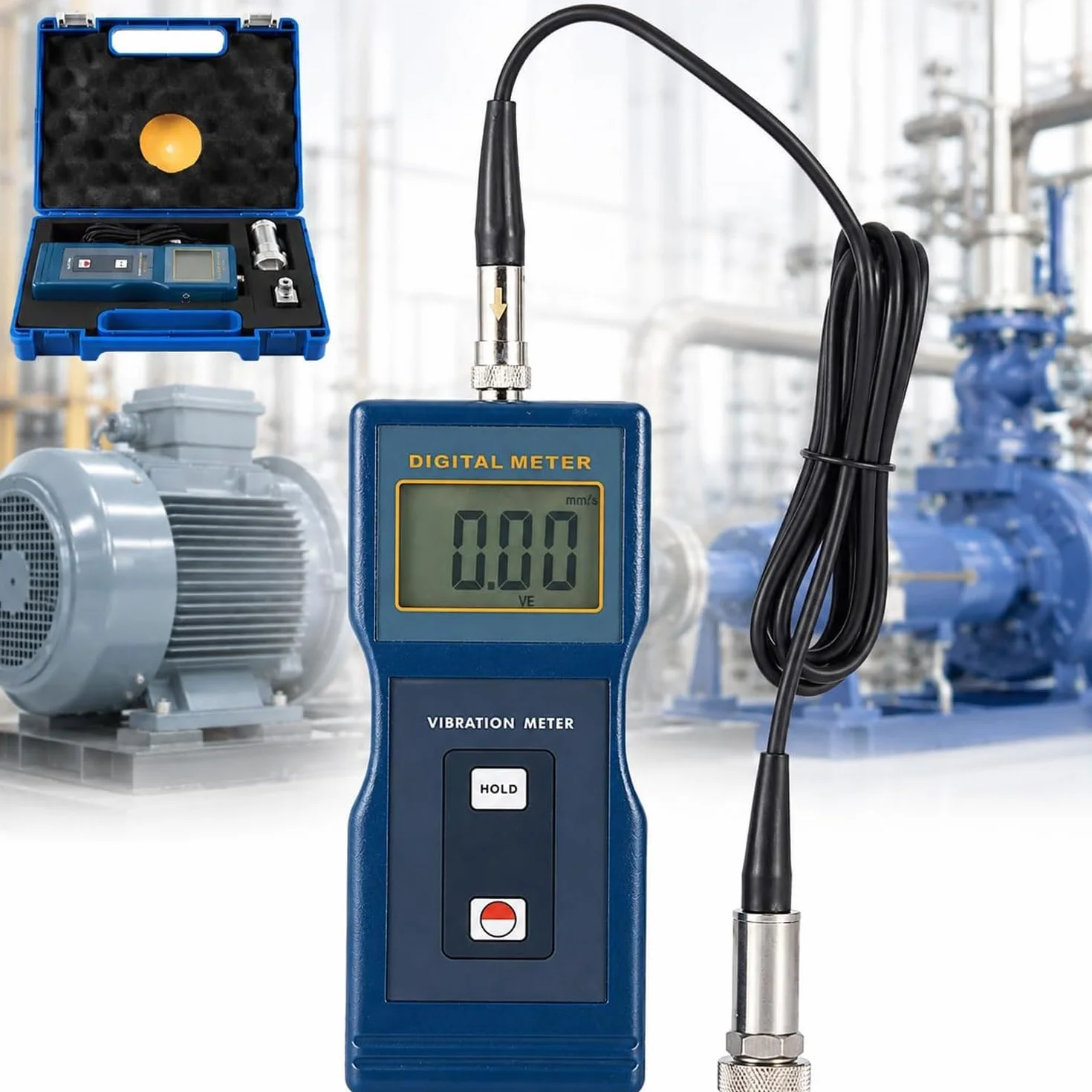 Vibrometro portatile, 0,01-199,9 Mm/s, precisione ± 5%, analizzatore di vibrazioni con sensore piezoelettrico per motori, motori HVAC e ventilatori