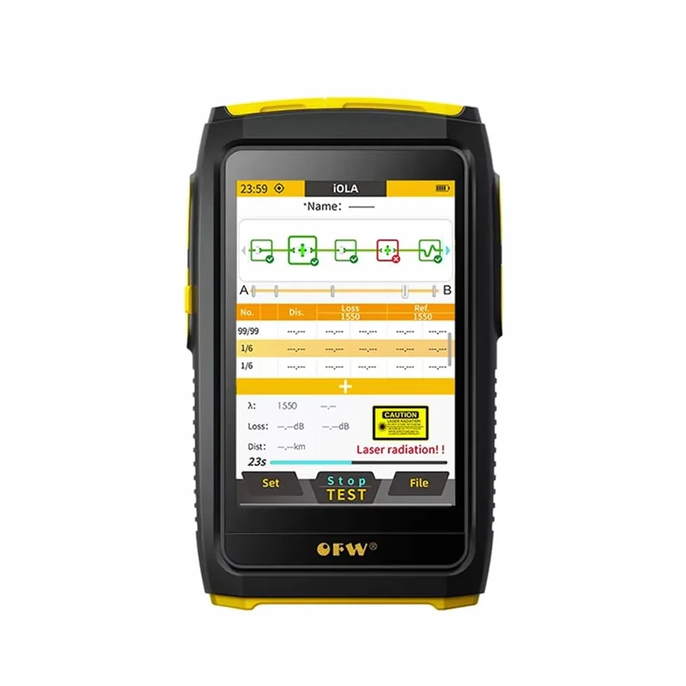 Mini OTDR Riflettometro ottico di campo del tempo, tester multifunzionale di fibra ottica OTDR 1550nm 20dB riflettometro ottico touch screen OPM VFL(Con iola)