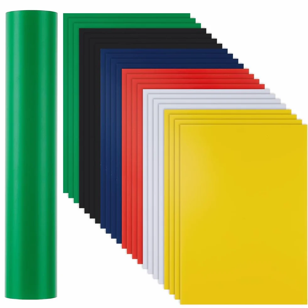 BENECREAT 24 Fogli in PVC Flessibile A4 in 6 Colori, Fogli In Plastica Traslucida 30x21 cm per Lavori Fai Da Te, Finestre e Cornici