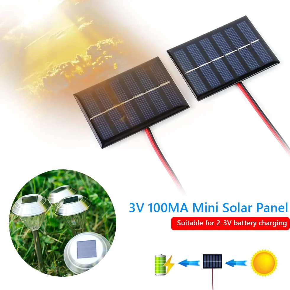 Pannello Solare 1W 3V 100MA DIY Outdoor Caricatore Solare Power Bank