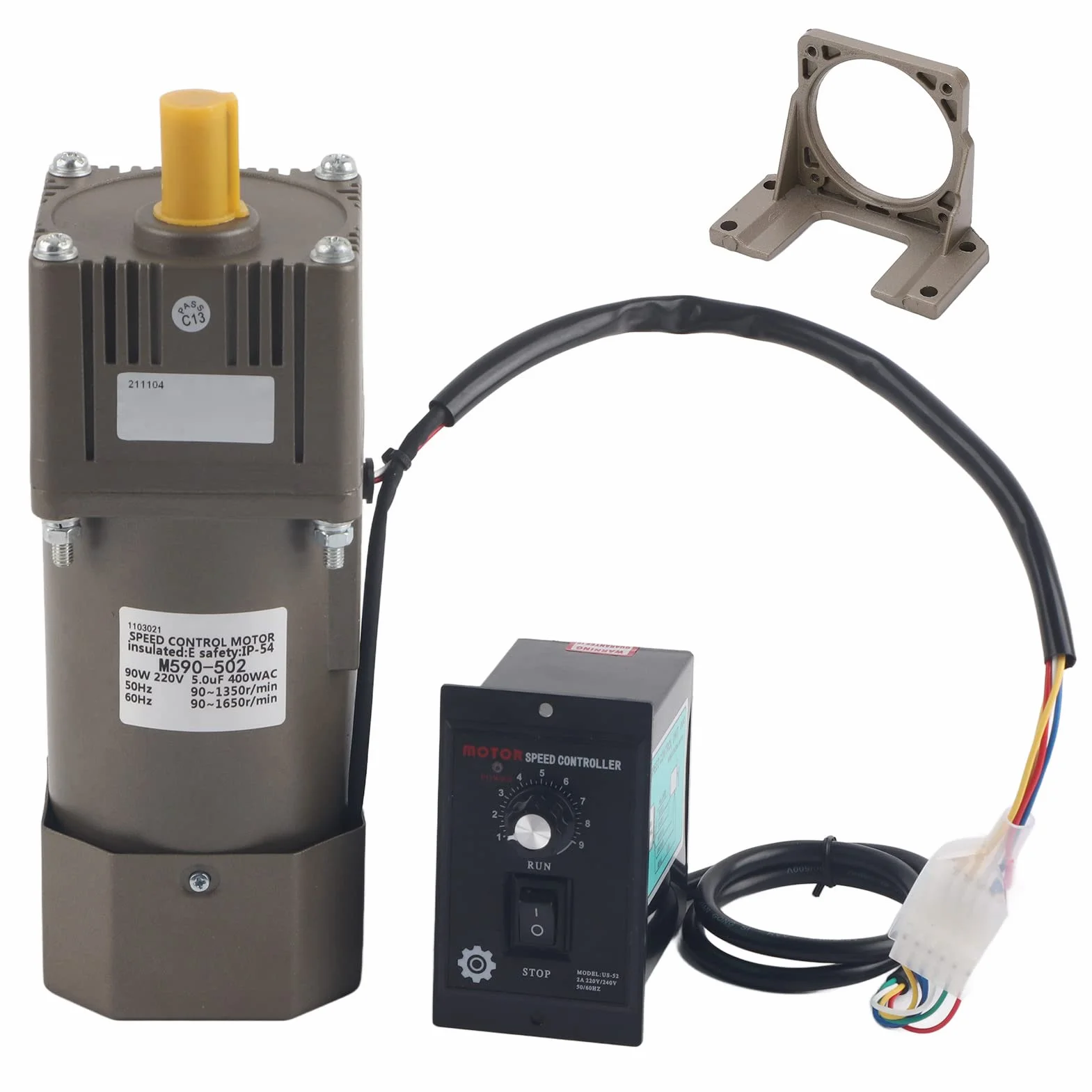 Coppie Elevate Motoriduttori Regolabili, Motore Elettrico Asincrono Monofase AC 220V 90W (Motoriduttore + Cambio + Regolatore + Staffa)(100K)