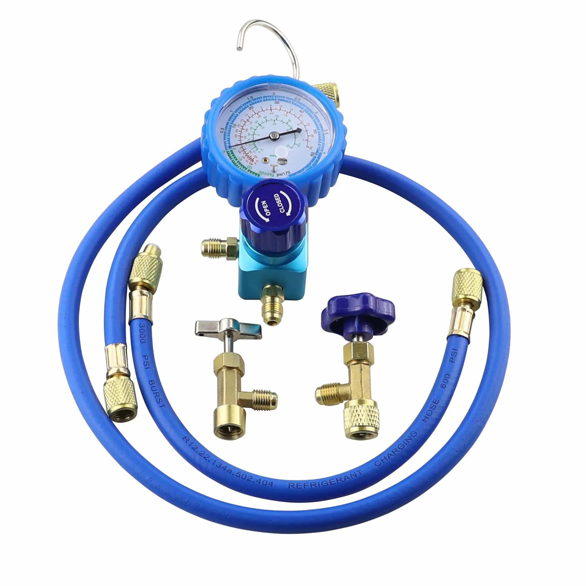 R290 e R600A Tubo collettore di carico e Set di calibro singolo con rubinetto Acme 1/2"